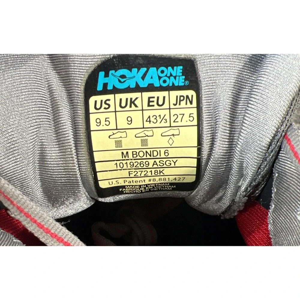 Hoka Bondi 6 Running Shoes Hoka One Low Top Sneakers 1019269 ASGY Men's 9.5